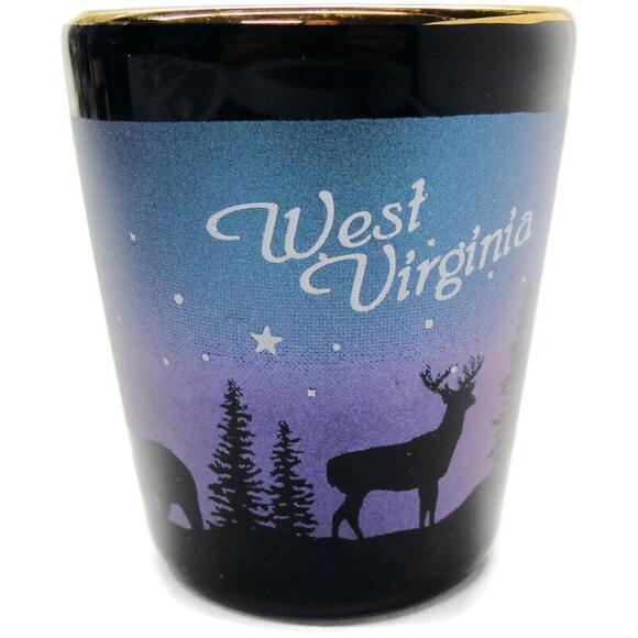 West Virginia Deer Night Scene Shot Glass Man Cave Bar Novelty - Picture 6 of 11